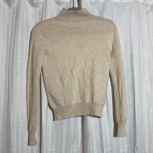 GOELIA 100% Cashmere‎ Mock Neck Sweater Beige Oatmeal Womens XS Minimalist